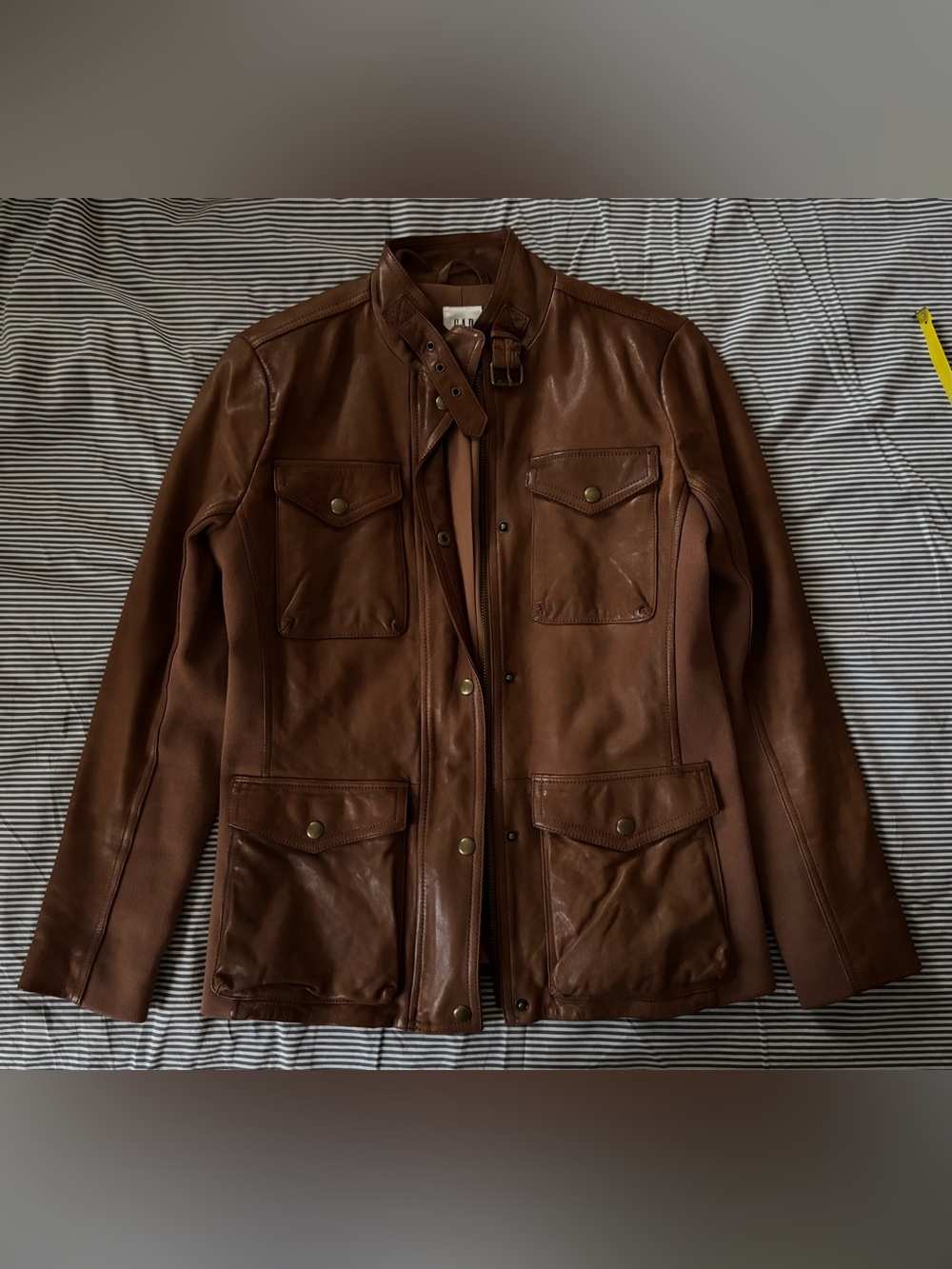 GAP Brown Leather Jacket with Four Front Pockets